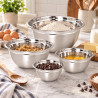 Set de 4 boluri inox Kinghoff KH 2059, 18-26 cm, Otel inoxidabil, Margine larga, Argintiu