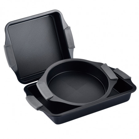 Swiss Haus SH-3BSB 3-Piece Baking Set, Carbon Steel, LFGB, Sapphire Ceramic Coating, Oven Safe up to 230°C, Black