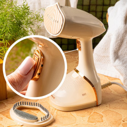 Aparat de calcat cu abur vertical Klausberg KB 9078, 1500 W, 400 ml, Placa ceramica, Bej