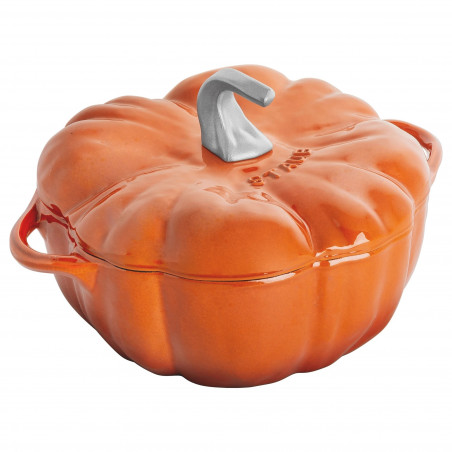 Χυτοσίδηρη κατσαρόλα σε σχήμα κολοκύθας Staub Pumpkin P687129, 24 εκ., 3,45 λίτρα, κατάλληλη για επαγωγικές εστίες και φούρνο έως 240 °C, με εμαγιέ επίστρωση, πορτοκαλί
