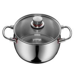 Комплект тенджери WMF Quality One 3201112133, 9 части, Cromargan неръждаема стомана, Фурна до 250°C, TransTherm основа, Индукция, Сребрист