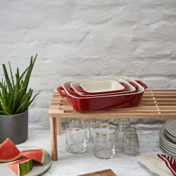 Set of 3 Staub Ceramic Baking Pans 40508-171-0, -20°C to 300°C, Enameled Finish, Red