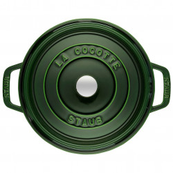 Χυτοσίδηρη κατσαρόλα Staub La Cocotte 40509-361-0, 6,7 λ, 28 εκ, -20 °C έως 260 °C, Σμάλτο, Καπάκι με αντιολισθητική επιφάνεια, Για επαγωγικές εστίες, Πράσινο