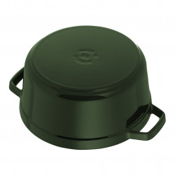 Oala din fonta Staub La Cocotte 40509-361-0, 6,7 l, 28 cm, de la -20°C pana la 260 °C, Emailata, Capac cu structura anti-picaturi, Toate plitele inclusiv inductie, Verde