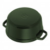 Oala din fonta Staub La Cocotte 40509-361-0, 6,7 l, 28 cm, de la -20°C pana la 260 °C, Emailata, Capac cu structura anti-picaturi, Toate plitele inclusiv inductie, Verde