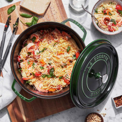 Чугунена тенджера Staub La Cocotte 40509-361-0, 6.7 л, 28 см, -20°C До 260°C, Емайл, Капак с капкова структура, Индукция, Зелен