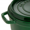 Oala din fonta Staub La Cocotte 40509-361-0, 6,7 l, 28 cm, de la -20°C pana la 260 °C, Emailata, Capac cu structura anti-picaturi, Toate plitele inclusiv inductie, Verde