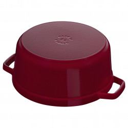 Oala din fonta Staub La Cocotte 40502-278-0, 6,7 l, 28 cm, de la -20°C pana la 260 °C, Emailata, Capac cu structura anti-picaturi, Toate plitele inclusiv inductie, Bordeaux