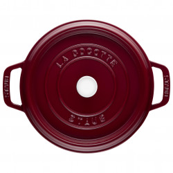 Чугунена тенджера Staub La Cocotte 40502-278-0, 6.7 л, 28 см, -20°C До 260°C, Емайл, Капак с капкова структура, Индукция, Бордо
