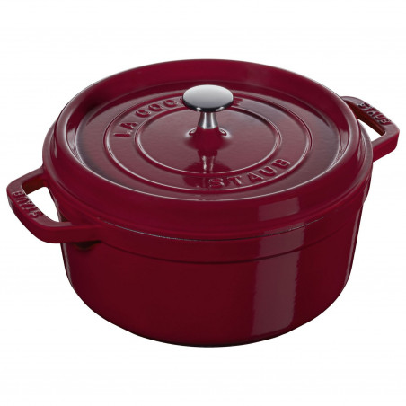 Чугунена тенджера Staub La Cocotte 40502-278-0, 6.7 л, 28 см, -20°C До 260°C, Емайл, Капак с капкова структура, Индукция, Бордо