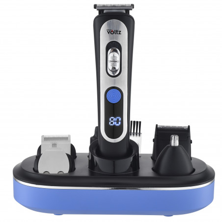 Masina de tuns 5in1 cu acumulator Oliver Voltz OV51810T, 5 W, 90 min, 7300 rpm, Ecran LCD, Suport, Negru/Albastru