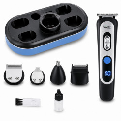 Masina de tuns 5in1 cu acumulator Oliver Voltz OV51810T, 5 W, 90 min, 7300 rpm, Ecran LCD, Suport, Negru/Albastru