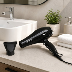 Uscator de par Rosberg Premium RP51100T, 2000 W, 2 viteze, 3 niveluri, Jet rece, Concentrator, Negru