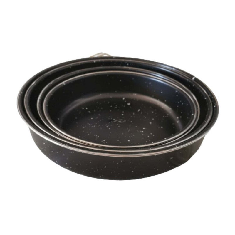 Rosberg R51222MR 4-Piece Baking Pan Set, 24/26/30/32 cm, Marble Nonstick Coating, PFOA-Free, Black