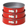 Σετ 3 τεμαχίων ταψιών Oliver Voltz OV51223RB22/RB24/RB26, Ελαστικά, Από ανθρακούχο χάλυβα, Με επίστρωση μαρμάρου, Κόκκινα