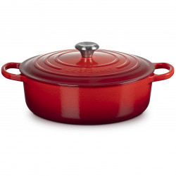 Le Creuset 21179300602430 öntöttvas sütőedény, 30 cm, 6,2 l, Szorosan illeszkedő fedél az aromák megőrzéséhez, Sütőben 260 °C-ig használható, Indukciós főzőlapon használható, Piros