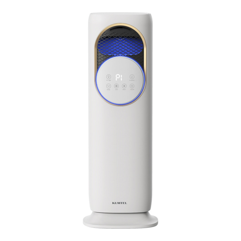 Aparat de incalzire, racire si umidificare Kumtel HF-310, 1800 W, 15-20 m², 3 l, Comanda tactila, Telecomanda, Afisaj LED, Ionizare, Alb/Auriu