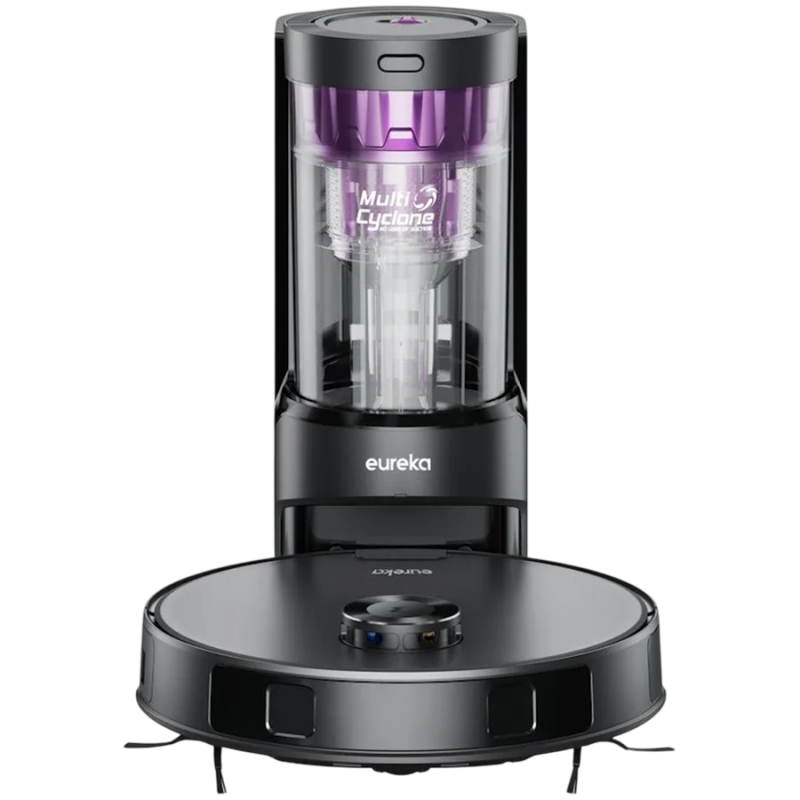 Aspirator robot Eureka E20 Plus, 8000 Pa, 2 l, 300 m², Pana la 180 min, Navigare 3D DuoDetect AI, Filtrare în 5 etape, Negru