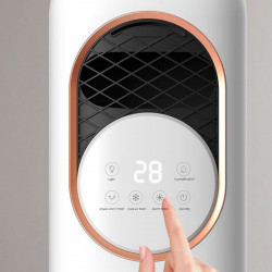 Aparat de incalzire, racire si umidificare Kumtel HF-310, 1800 W, 15-20 m², 3 l, Comanda tactila, Telecomanda, Afisaj LED, Ionizare, Alb/Auriu