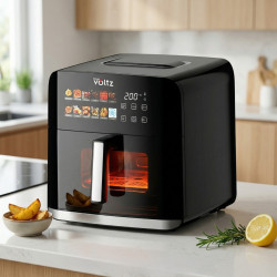 Oliver Voltz OV51980CF Hot Air Fryer, 1800W, 8 L, 80–200°C, 12 Programs, Timer, Top and Bottom Heaters, Viewing Window, LED, Black