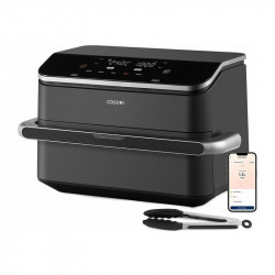 Διπλή φριτέζα θερμού αέρα Cosori Dual Blaze TwinFry CAF-TF102S-AEUR, 10 λίτρα, 6 προγράμματα, 35-240 °C, χρονοδιακόπτης, ThermoIQ, συγχρονισμένο μαγείρεμα και τερματισμός, Μαύρο/Ασημί