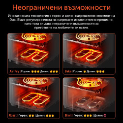 Cosori Dual Blaze Pro CAF-P681S forró levegős sütő, 1700 W, 6,4 l, 12 program, 360 ThermoIQ, kettős fűtőelemek, PFAS-mentes kerámia bevonat, fekete