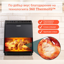 Cosori Dual Blaze Pro CAF-P681S Hot Air Fryer, 1700 W, 6.4 L, 12 Programs, 360 ThermoIQ, Dual Heaters, PFAS-Free Ceramic Coating, Black