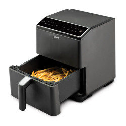 Φριτέζα θερμού αέρα Cosori Dual Blaze Pro CAF-P681S, 1700 W, 6,4 λίτρα, 12 προγράμματα, 360 ThermoIQ, Διπλοί θερμαντήρες, Κεραμική επίστρωση χωρίς PFAS, Μαύρο
