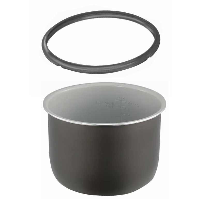Set vas cu garnitura din silicon Ninja Foodi SmartLid 4484GX750EUUK, 7,5 l, Compatibil cu OL650/OL750, Acoperire ceramica, Negru