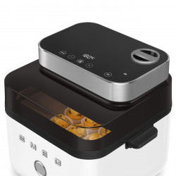 Фритюрник с горещ въздух Smeg Collezione AFC01WHMAU, 1450W, 7.3 л, 40-200°C, 7 програми, Двоен режим, Сензорно управление, Таймер, LED, Бял