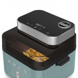 Φριτέζα θερμού αέρα Smeg Collezione AFC01EGMAU, 1450 W, 7,3 λίτρα, 40-200 °C, 7 προγράμματα, Διπλή λειτουργία, Έλεγχος μέσω οθόνης αφής, Χρονοδιακόπτης, LED, Πράσινο