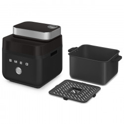 Friteuza cu aer cald Smeg Collezione AFC01BLMAU, 1450 W, 7,3 l, 40-200°C, 7 programe, Мod dublu, Цomandă tactilа, Timer, LED, negru