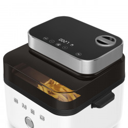 Фритюрник с горещ въздух Smeg Collezione AFC01WHMAU, 1450W, 7.3 л, 40-200°C, 7 програми, Двоен режим, Сензорно управление, Таймер, LED, Бял
