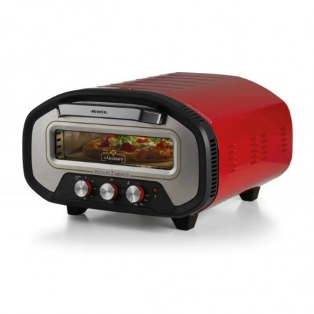 Cuptor electric pentru pizza Ariete Da Gennaro 3901/00, 2200 W, 430°C, 3 moduri de functionare, Placă de piatra, Timer, Rosu