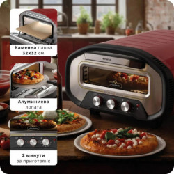 Ηλεκτρικός φούρνος για πίτσα Ariete Da Gennaro 3901/00, 2200 W, 430 °C, 3 λειτουργίες, πέτρινη πλάκα, χρονοδιακόπτης, κόκκινος