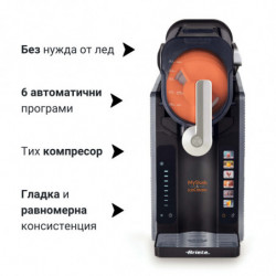 Μηχανή παγωτού και γρανίτας Ariete MySlush & IceCream 0655/00, 200 W, 2,6 λίτρα, 6 προγράμματα, συμπιεστής, αυτόματος καθαρισμός, μαύρο