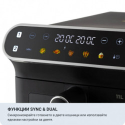 Friteuza cu aer cald dubla Ariete 4640/00, 2460 W, 11 l, 2 cosuri, 6 programe, Ecran tactil, Negru