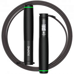 Coarda inteligenta de sarit RENPHO R-Q008 PUS-R-Q008-BK, 3 m, 3 moduri, Ecran LCD, Bluetooth, Sarituri fara coardăa, Negru