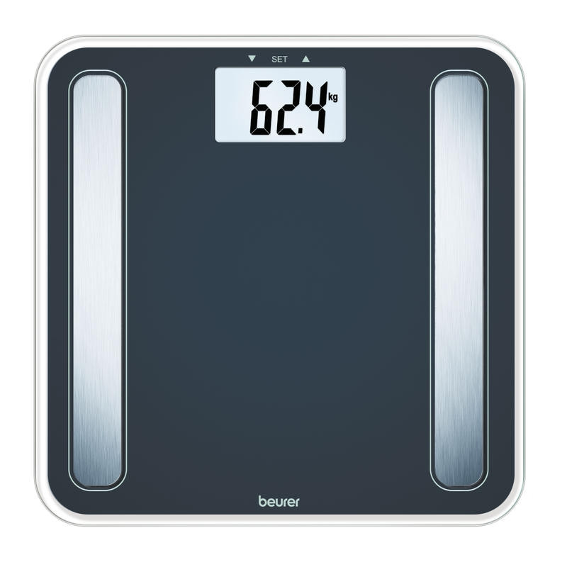 Cantar analizor Beurer BF 183 LE, până la 180 kg, Afisaj XL, Memorie, IMC, Functie Hold, Oprire automata, Negru/Argintiu