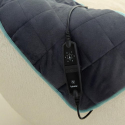 Pad electric Beurer BF HK 145 Cosy Weight Green Planet LE, 100 W, 30 x 60 cm, 6 trepte de incalzire, sistem de siguranta, Poliester respirabil, Spalare la 30 °C, Gri inchis/albastru