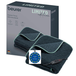 Електрическо одеяло Beurer BF HD 65 Dark Grey LE, 100W, 180х130 см, 3 степени, Система за безопасност, Дишащ полиестер, OEKO-TEX®, Пране 30°C, Тъмносив/син