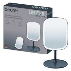 Oglindă cosmetică Beurer BF BS 47 LE, 21 cm, autonomie de 3 ore, 33 de LED-uri, reglare continuă a intensității luminoase, USB-C, gri închis