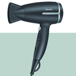 Туристически сешоар Beurer BF HC 25 LE, 1600W, 2 скорости, 2 темп, Йонизация, Сваляем филтър, Тъмносив/син
