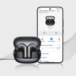 Casti wireless Xiaomi Buds 5 Pro WiFi M2438E1, 10 ore, BT 5.4, ANC pana la 55 dB, Qualcomm XPAN, aptX Lossless, Hi-Res Audio, IP54, Negru