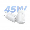 Xiaomi Nano Turbo Charging Power Adapter (2-Port) MDY-19-EG, PD 45W, QC 3.0, Multiple Safety Features, White