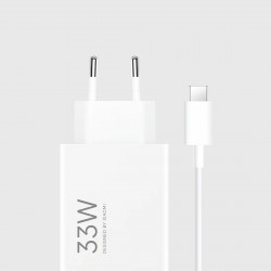 Зарядно устройство с кабел Xiaomi Charging Combo MDY-16-EF, PD 33W, QC 3.0, Type-A към Type-C кабел, Множество защити, Бял