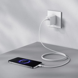 Кабел за зареждане Xiaomi K43220, 1 метър, 3 A, Type-A към Type-C, USB 2.0, Бял