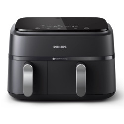 Philips NA351/00 Double Hot Air Fryer, 2750 W, 6+3 L, 80–200°C, 1.5 kg, 8 programs, Touchscreen display, Copy and sync, Black/Silver
