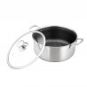 Oală Goldman FusionHex Pro GM 1128-28CR, 28 x 13,5 cm, 8 l, fund cu trei straturi, acoperire FusionHex Pro, compatibilă cu plitele cu inducție, argintiu