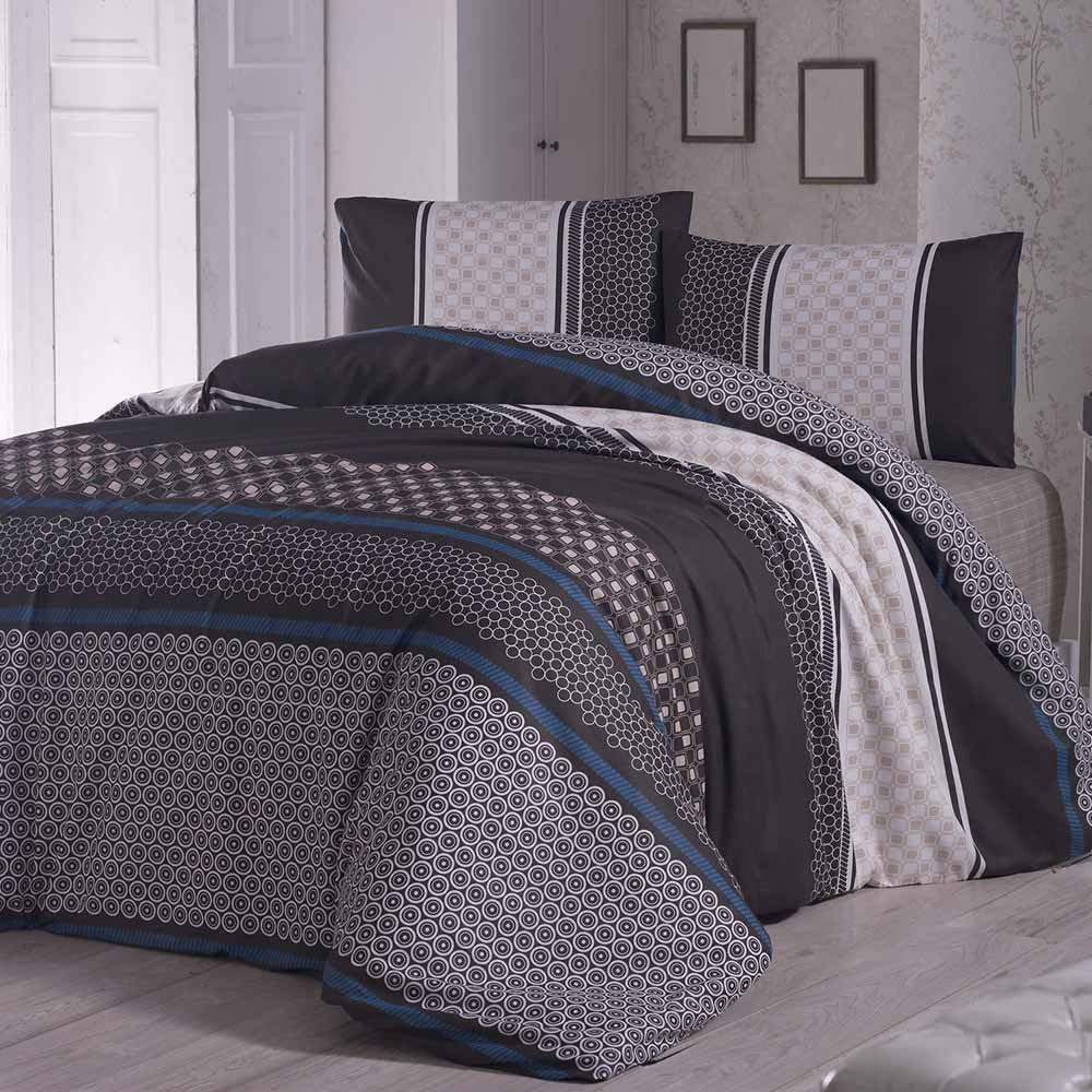 Set lenjerie de pat Victoria 121VCT2630, 65% bumbac - 35% poliester, 4 părți, Plic 200x220 cm, Cearș